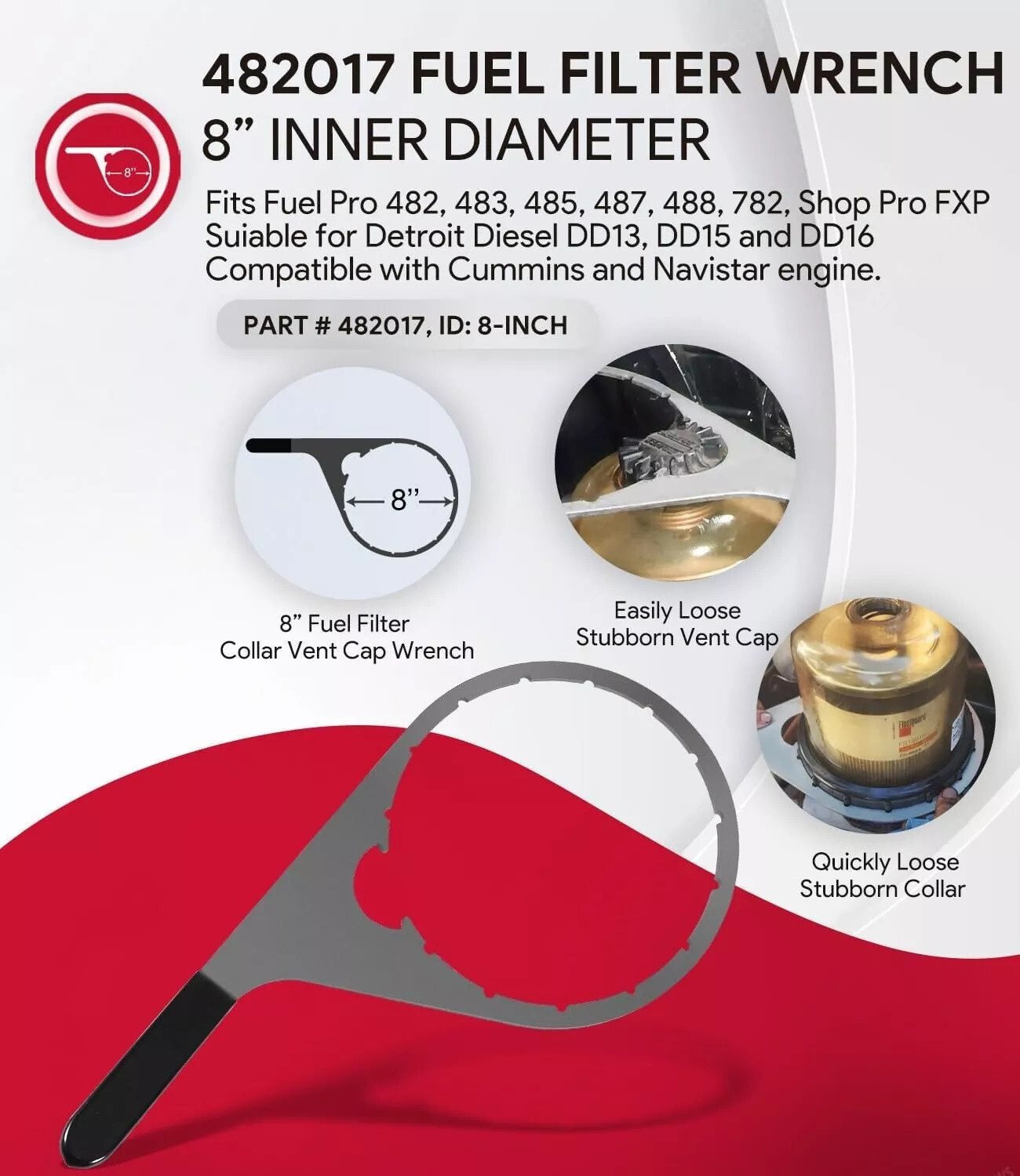482017 Fuel Filter Collar Vent Cap Wrench For Fuel Pro 482 483 485 487 488 782