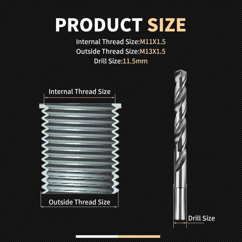M11X1.5 Metric Thread Repair Kit with Insert HSS Drill, Tap, Counterbore,…