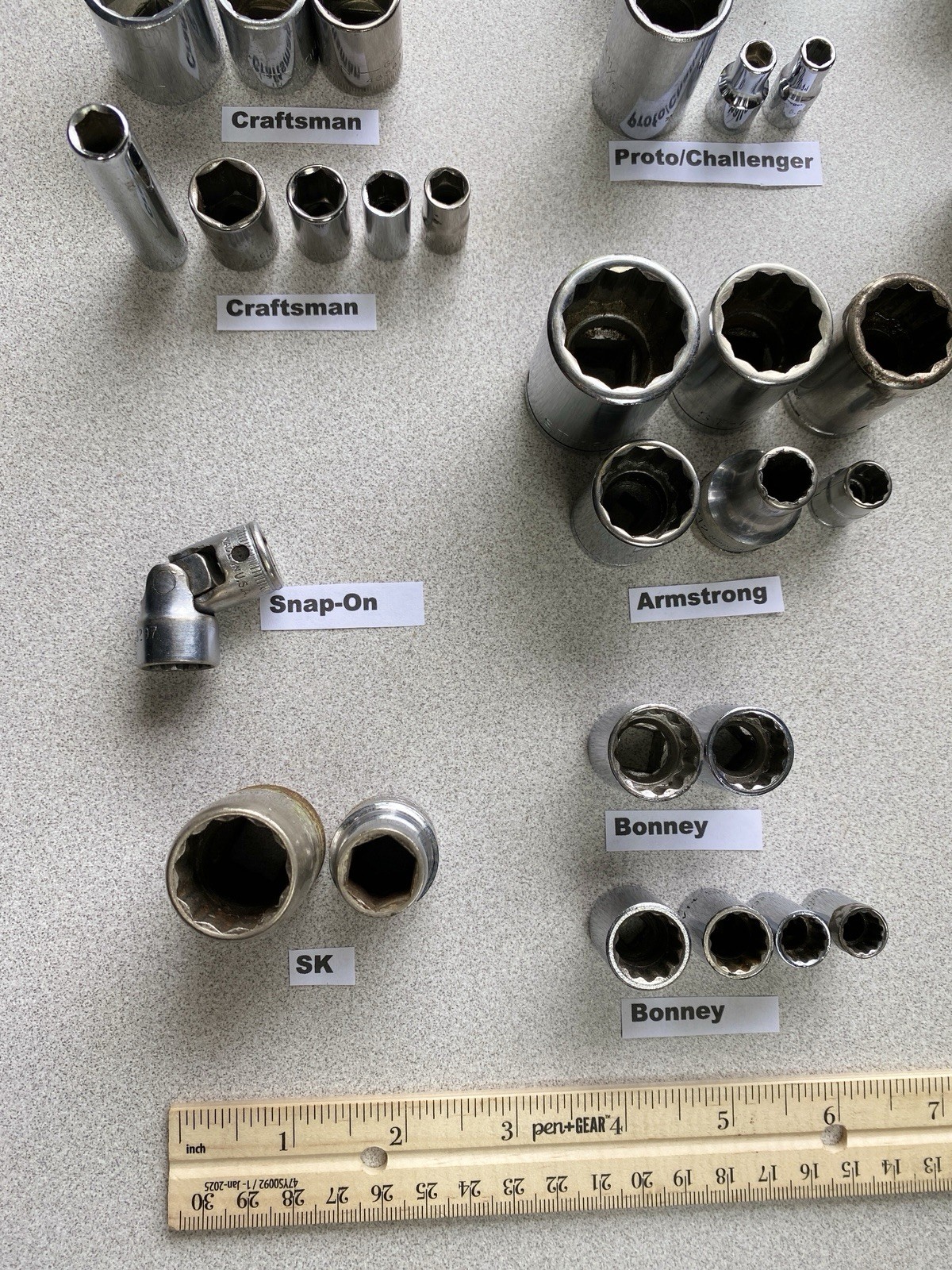 36 Pieces VTG Sockets Snap-on SK Proto Armstrong Williams Craftsman Extensions