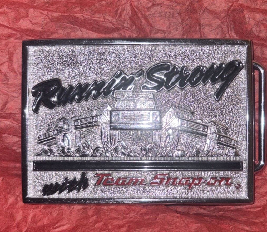 Big Shiny Snap-On Tools “Trucks” Chrome on Brass Belt Buckle Made in USA