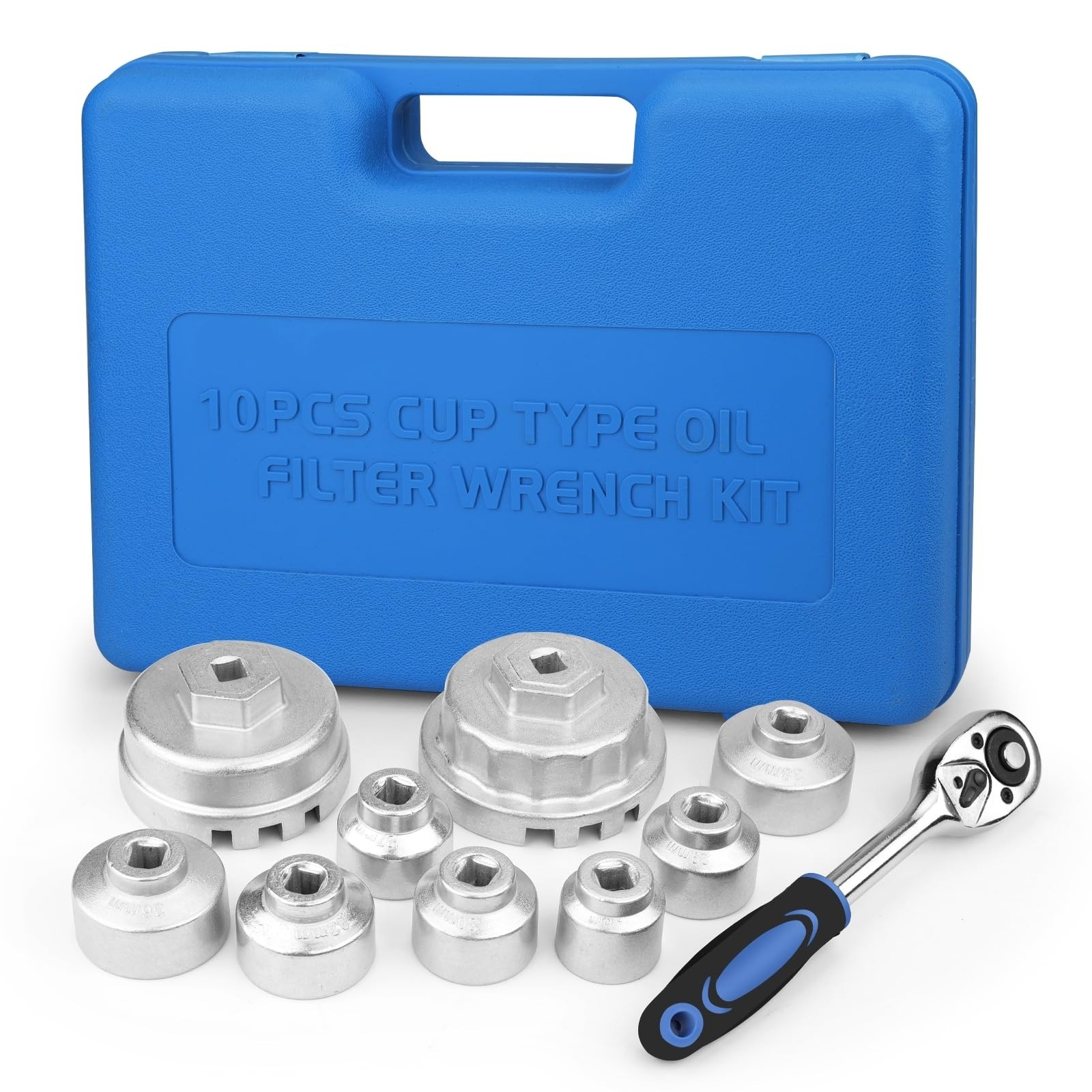 10pcs Oil Filter Wrench Socket Set, 24-64mm, Compatible with Toyota VW BMW Ford