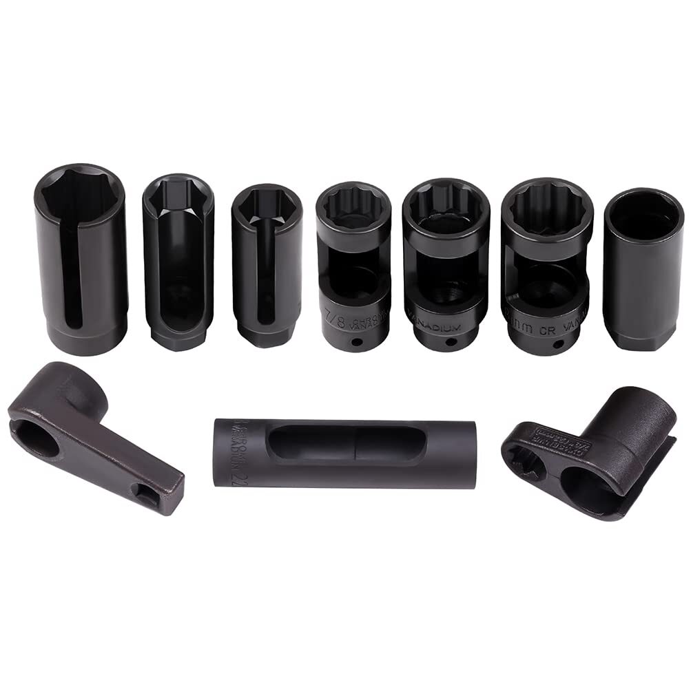 11pcs Oxygen Sensor Sockets Set & 22mm Wrench Vacuum PVS Injector Removal Tool