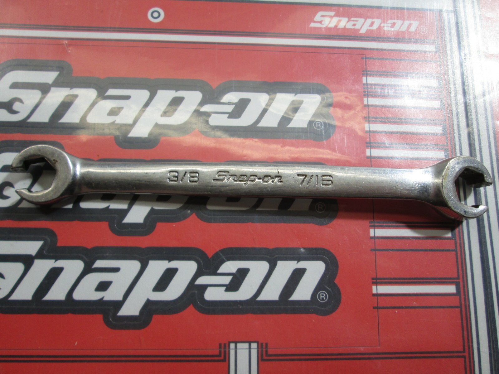 Snap-On Tools RXFS1214B Chrome 3/8″ + 7/16″ Double End Flare Nut Line Wrench