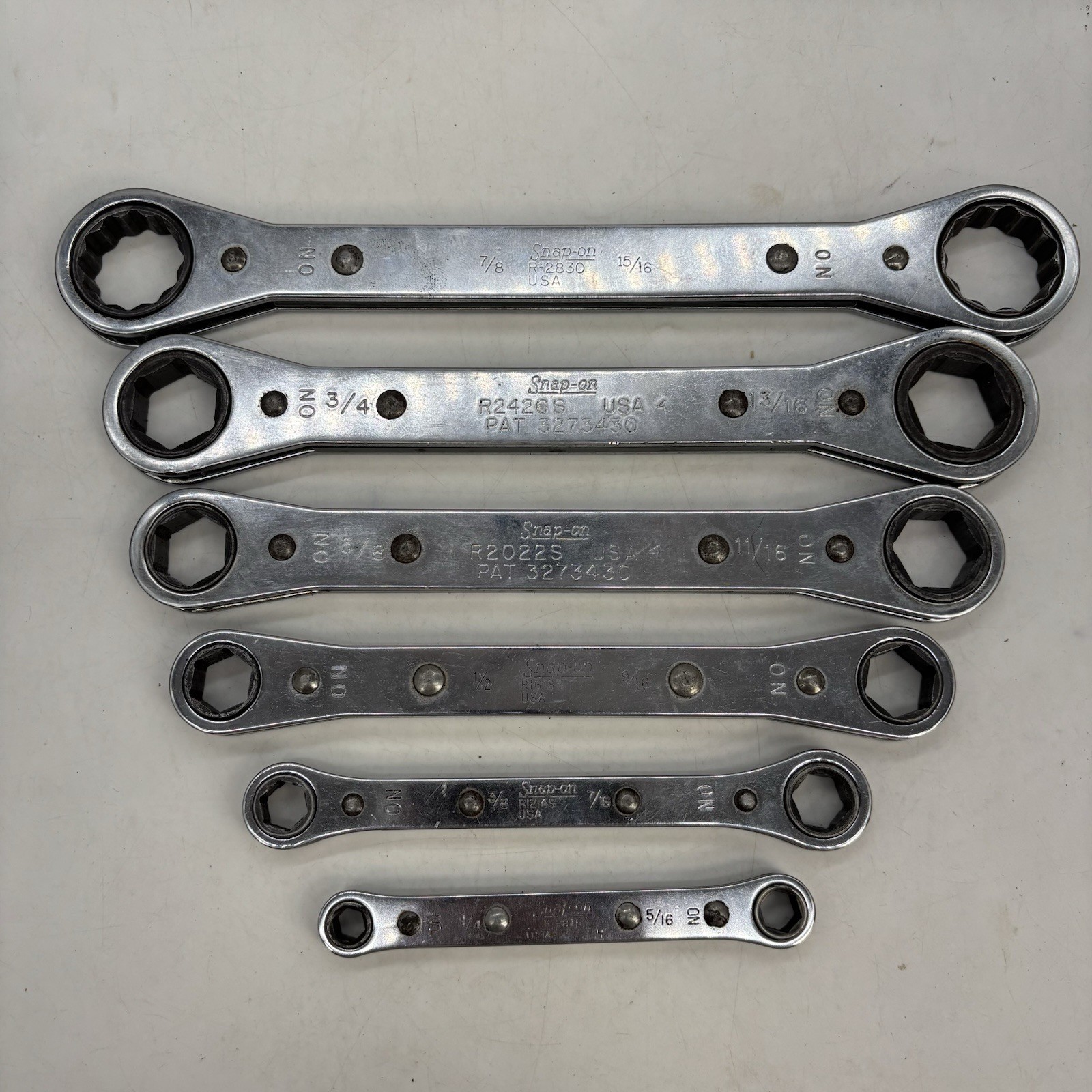 SnapOn C-62B 6 pc Double Ended SAE Ratcheting Wrench Set With Roll Pouch Vintage