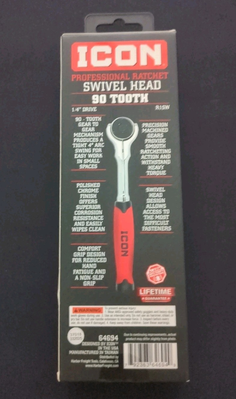 Icon R1SW 1/4» Professional Swivel Head 90 Tooth Ratchet 64694