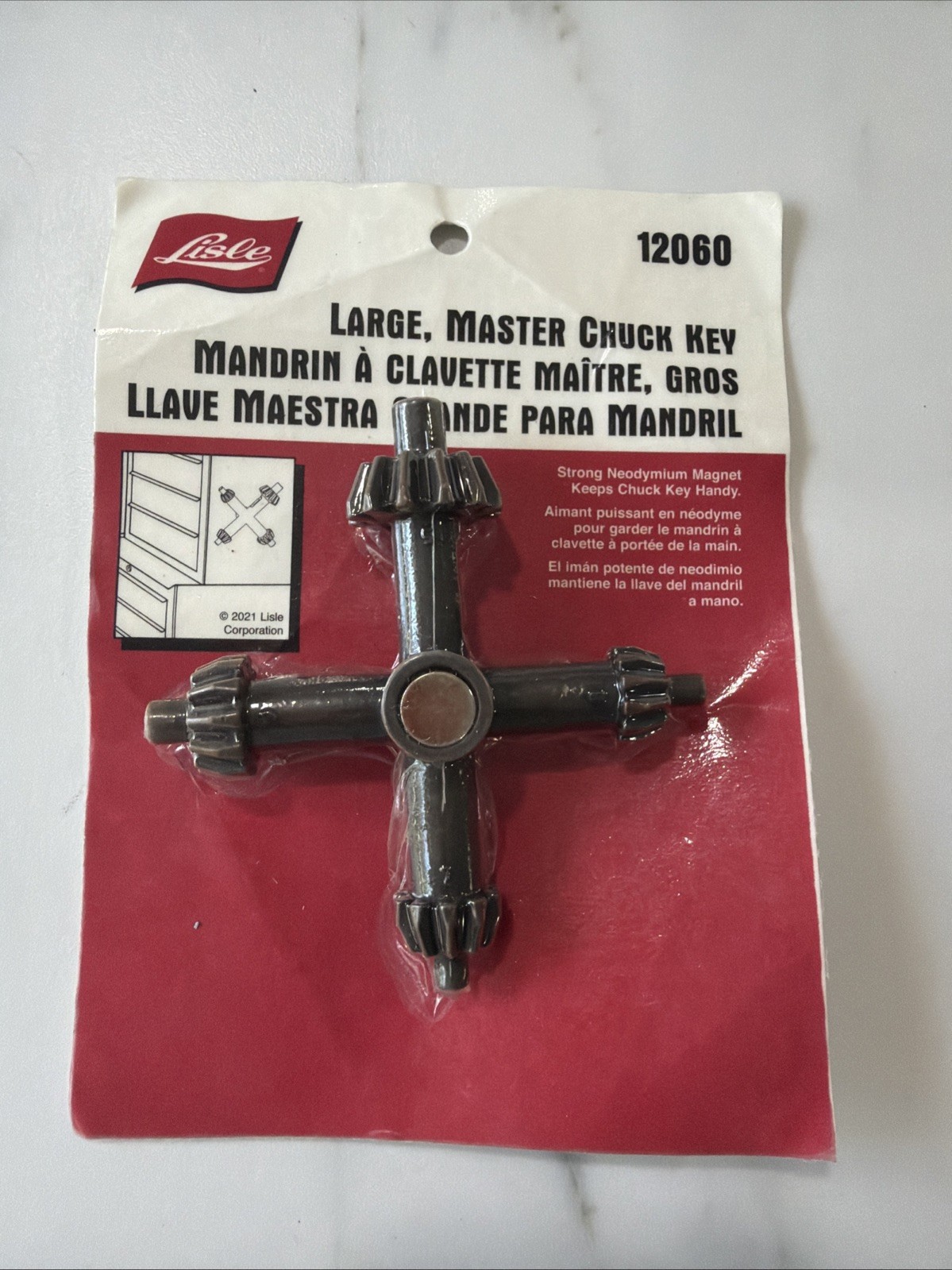 Lisle 12060 Large Master Magnetic Chuck Key with 4 Sizes