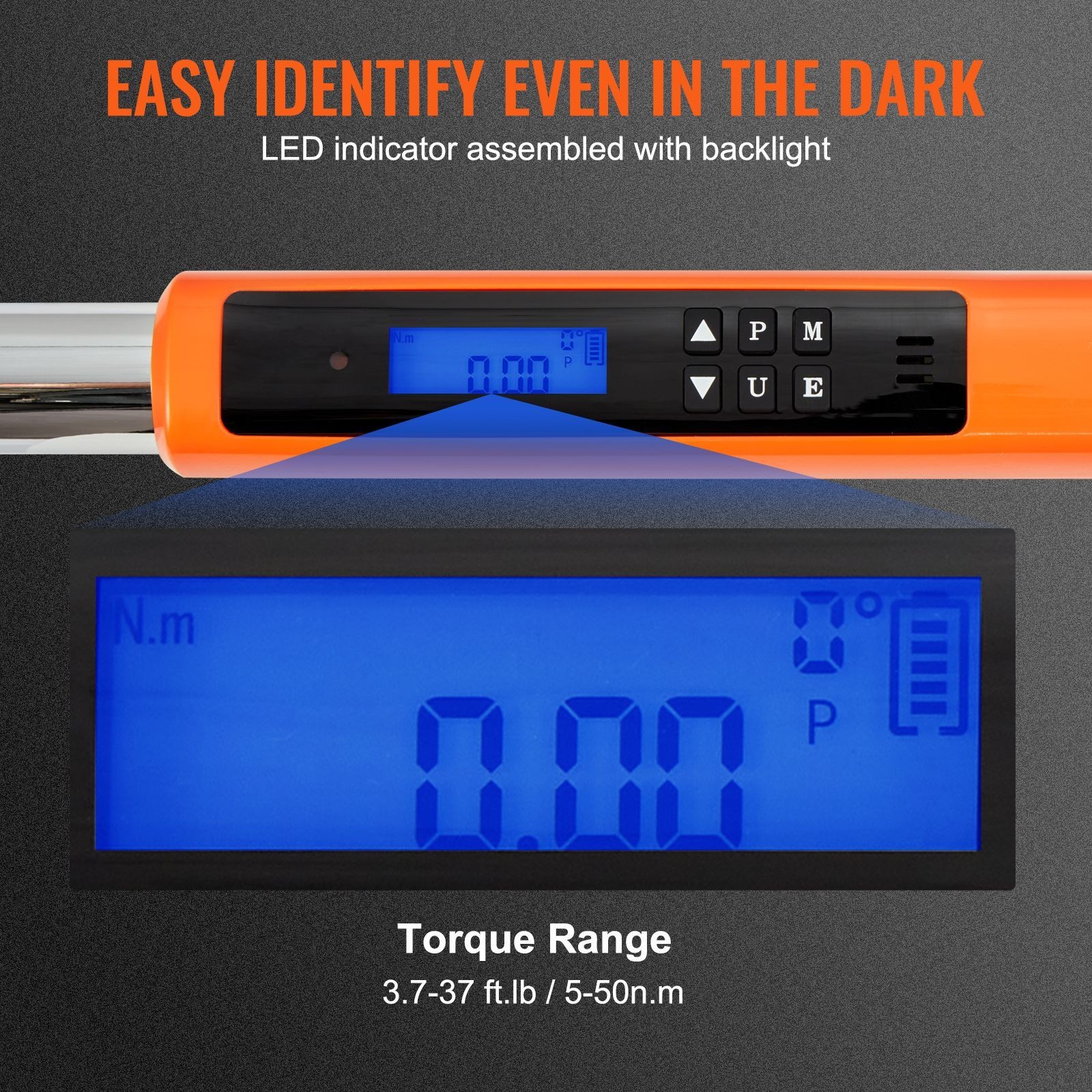 3/8 Drive Digital Torque Wrench 3.7-37ft.lb ±2% Accuracy