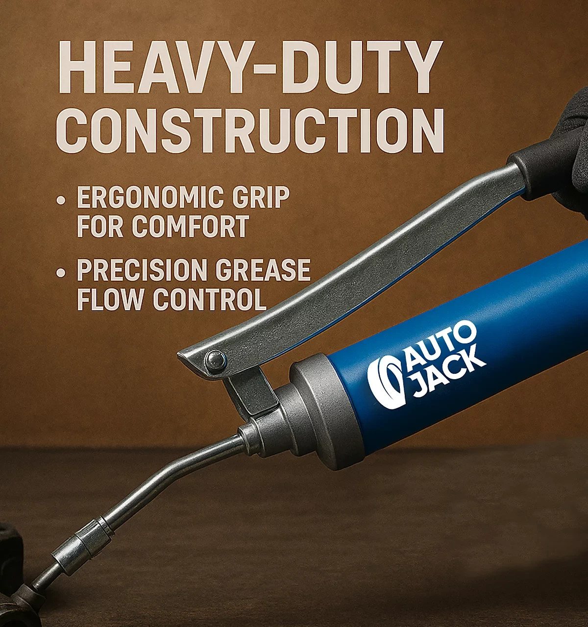 Heavy Duty Manual Grease Gun Lever Grip 500cc Cartridge Type x 2 Flexible Hose