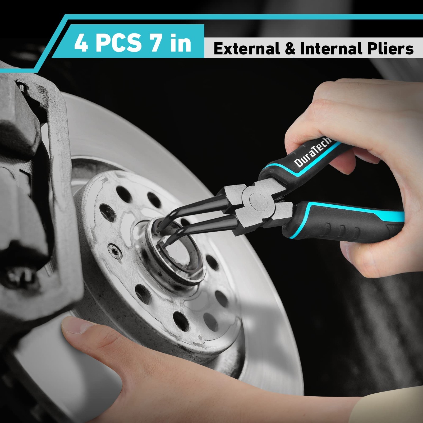 4 PCS Snap Ring Pliers Set – 7″ Heavy Duty Internal & External Circlip Kit, CRV