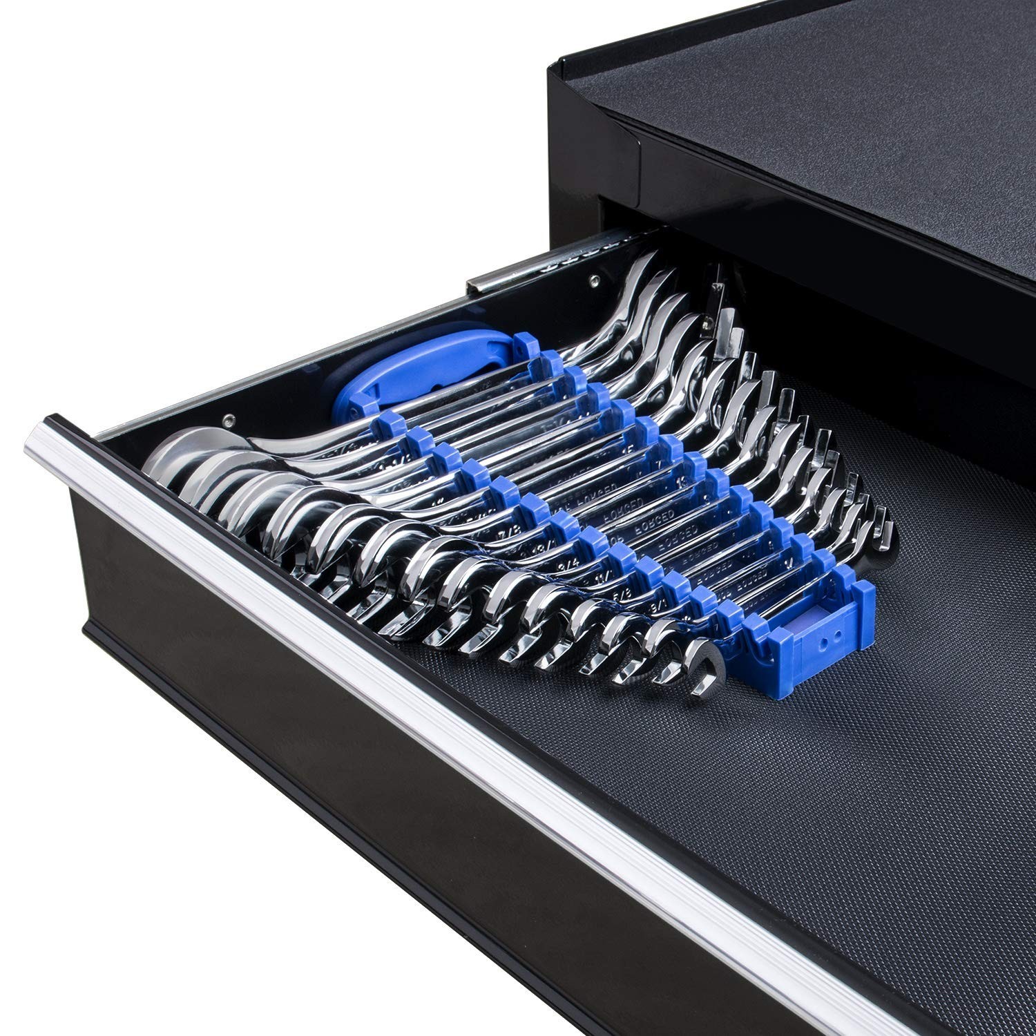14-Piece Angle Head Wrench Set, Chrome Vanadium Steel, Standard Sizes with Rack