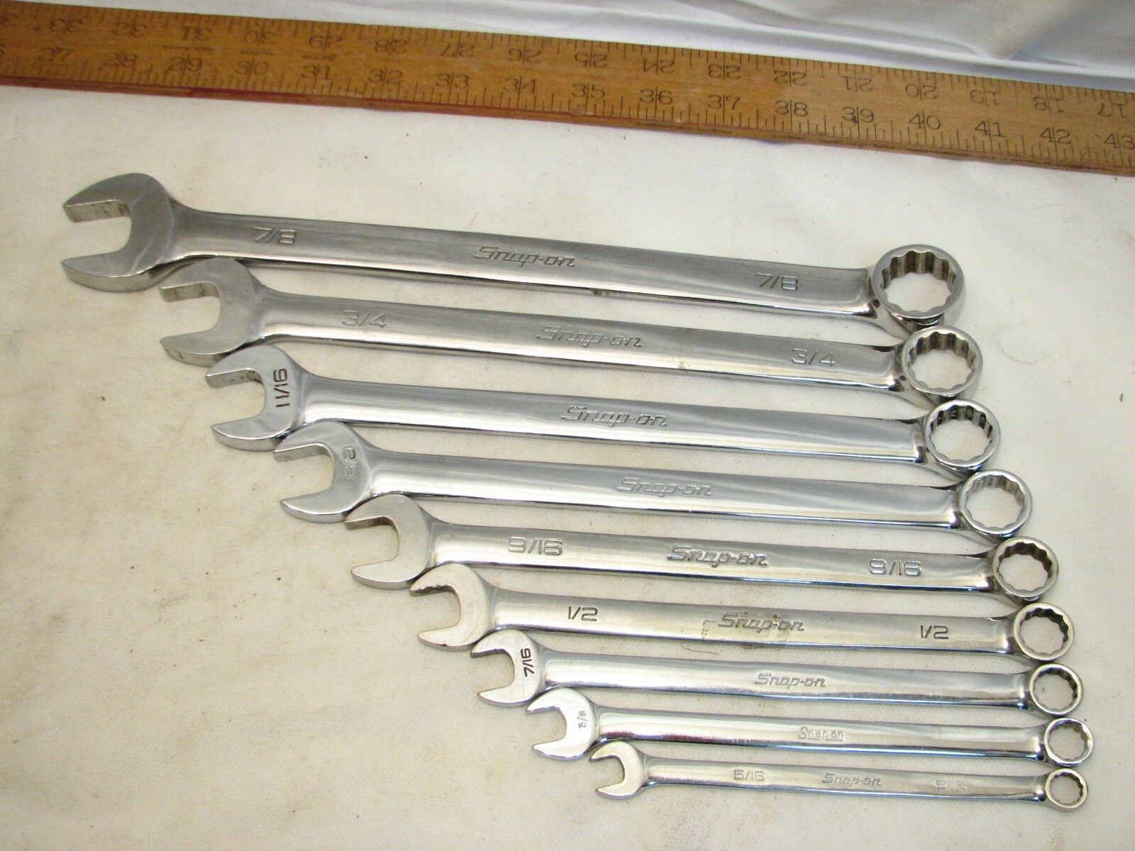 Set 9 Snap-On Combination OEX SAE Wrenches 5/16 – 7/8″ OEXA OEXB Open Box End