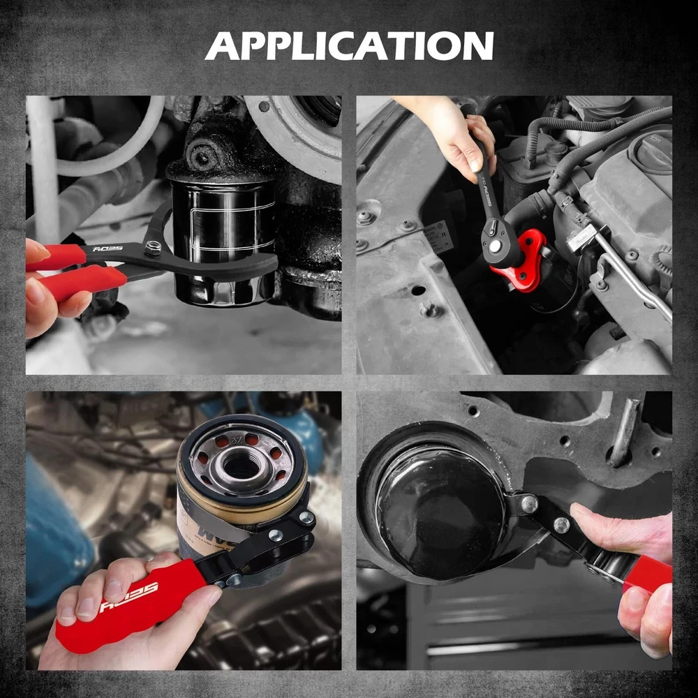 10-Piece Oil Filter Wrench Set 2-3/8to 4-3/4, 12-Inch Adjustable Oil Filter P…