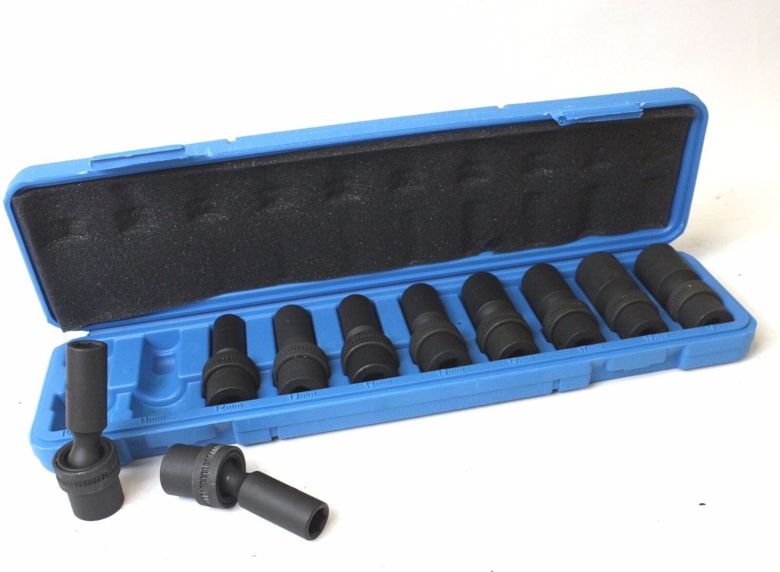 10Pc 3/8″ Dr. 6 pts Universal Swivel Deep Impact Socket Set mm METRIC PRO Radius
