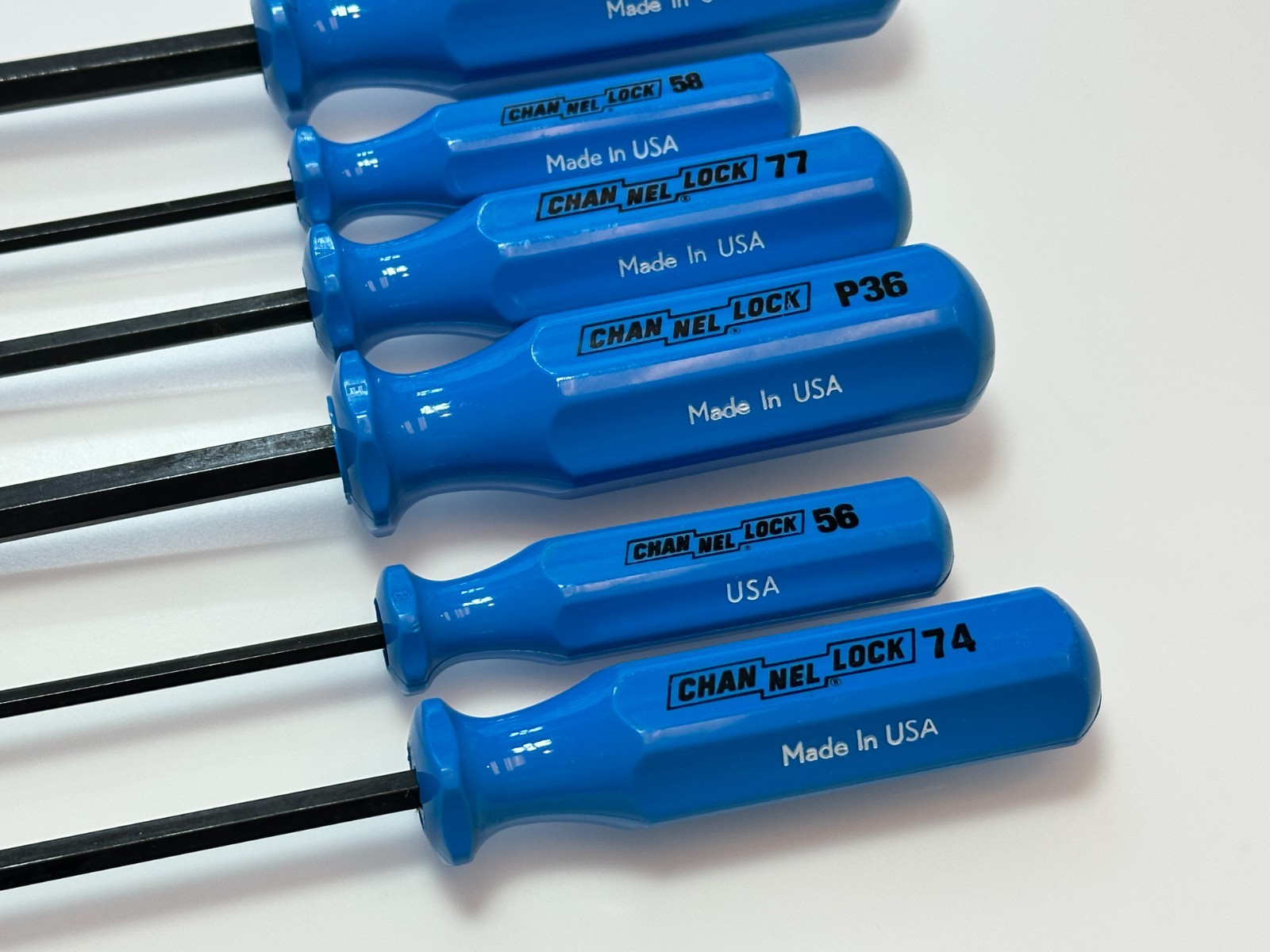 NOS Channellock Tools USA 6pc Flat Slotted & Phillips Screwdriver Set Lot, Blue