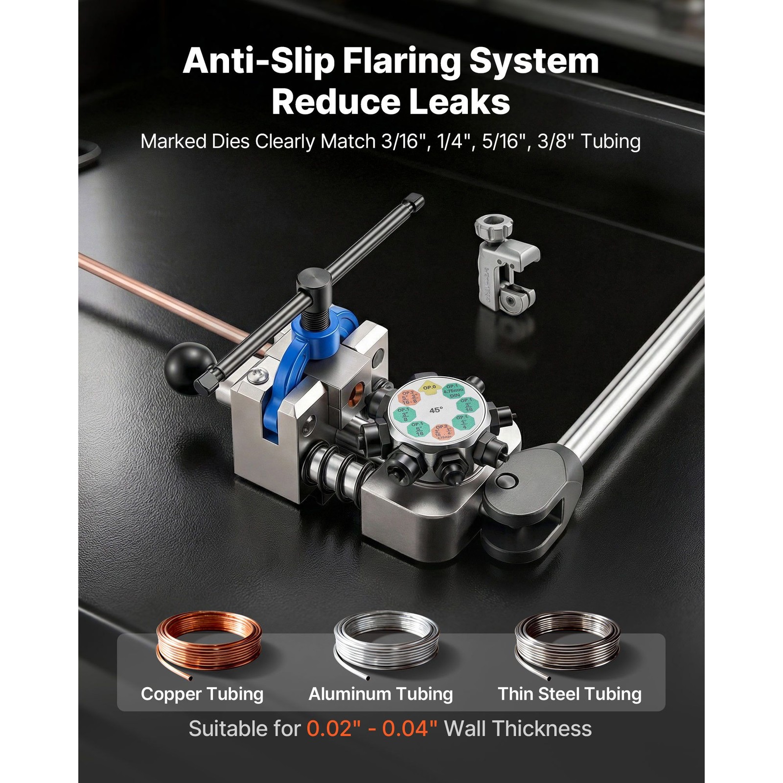 Brake Line Flaring Tool Kit 3/16-3/8in Copper Aluminum Steel Tube Cutter
