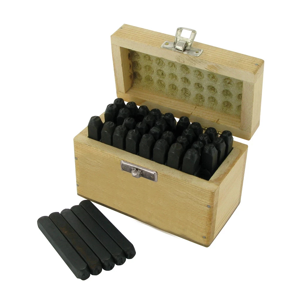 Silverline 36PC 5mm Letter & Number Stamp Set High Carbon Steel Wooden Box