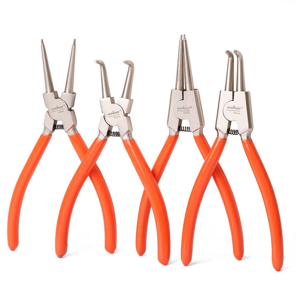 4-piece Snap Ring Pliers Set 7-inch Internal/External Circlip Plier Heavy Duty