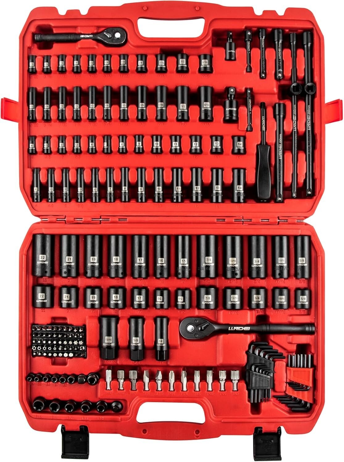Professional 186-Piece Metric & Standard Socket Set – Ratchet & Spark Plug Tool