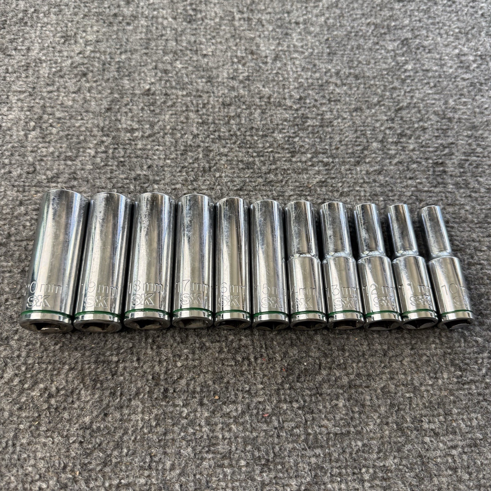 SK Professional 1/2″ Drive Deep Metric 6-Pt Socket Set Made in USA 10mm-20mm