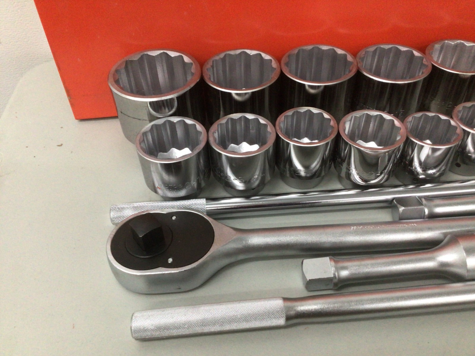PROTO Socket Set: 1 in Drive, 12-Point, SAE, 1 1/2 in to 3 1/2 in, J57102A