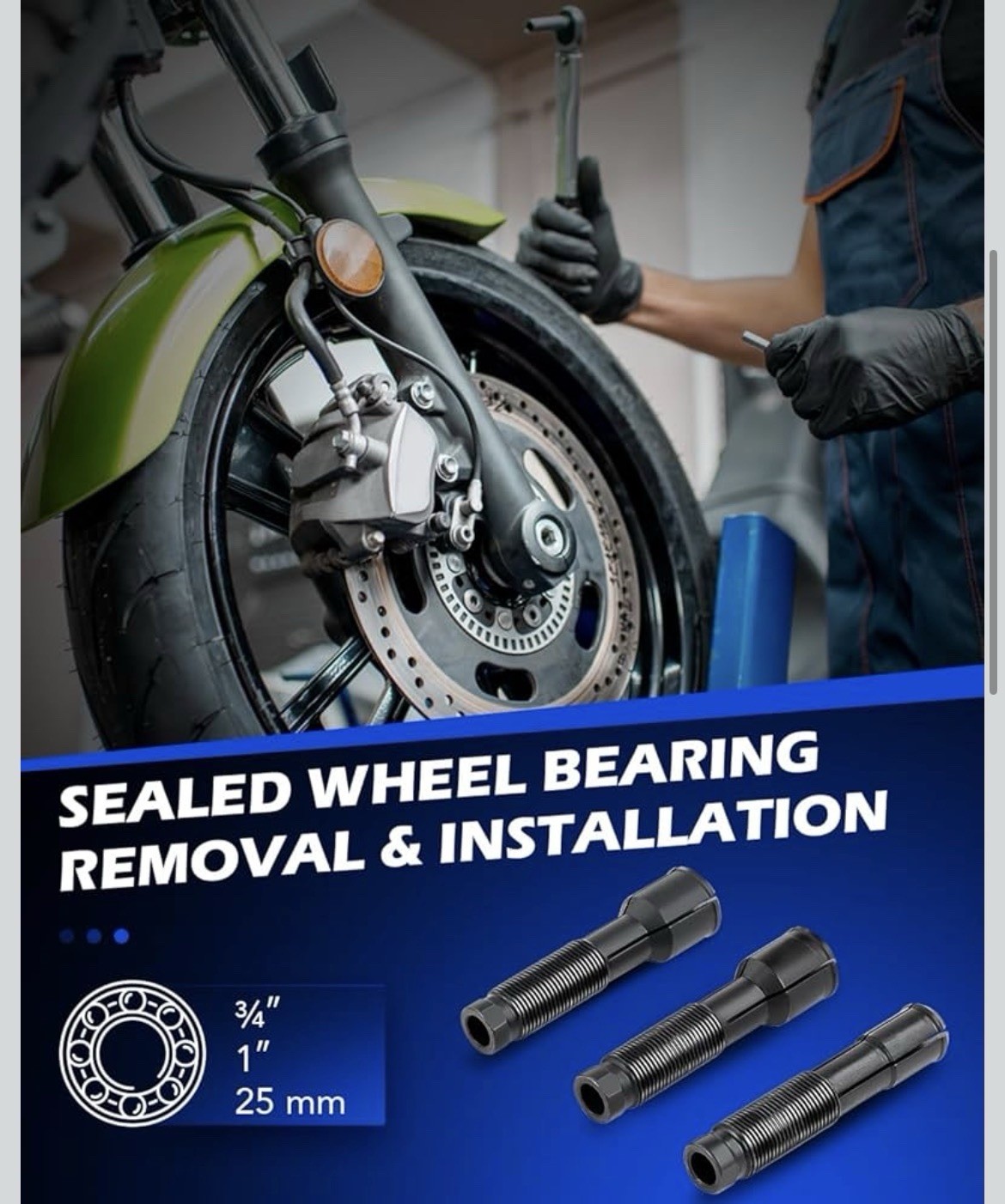Orion Motor Tech Wheel Bearing Puller Tool Kit Compatible with Harley