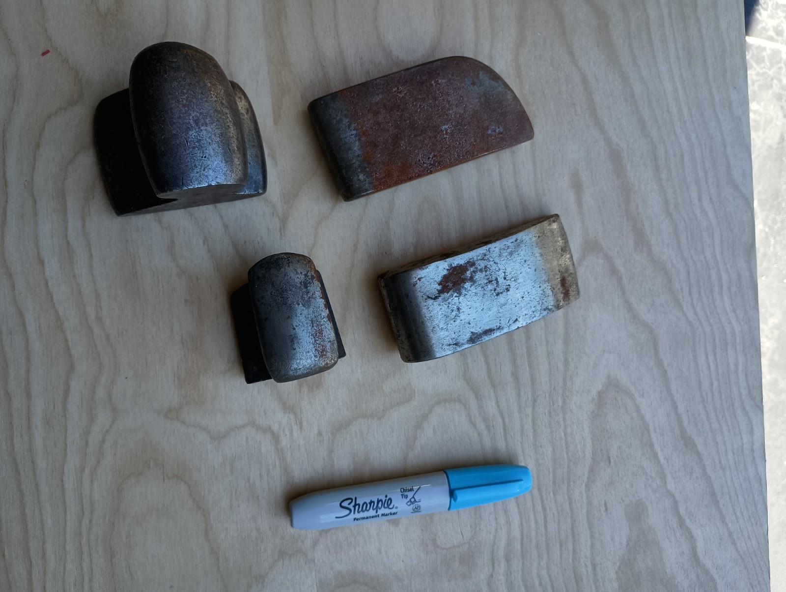 Vintage 4pc Lot Set Auto Body Dollies Hand Tools Dent Removal Sheet Metal Work