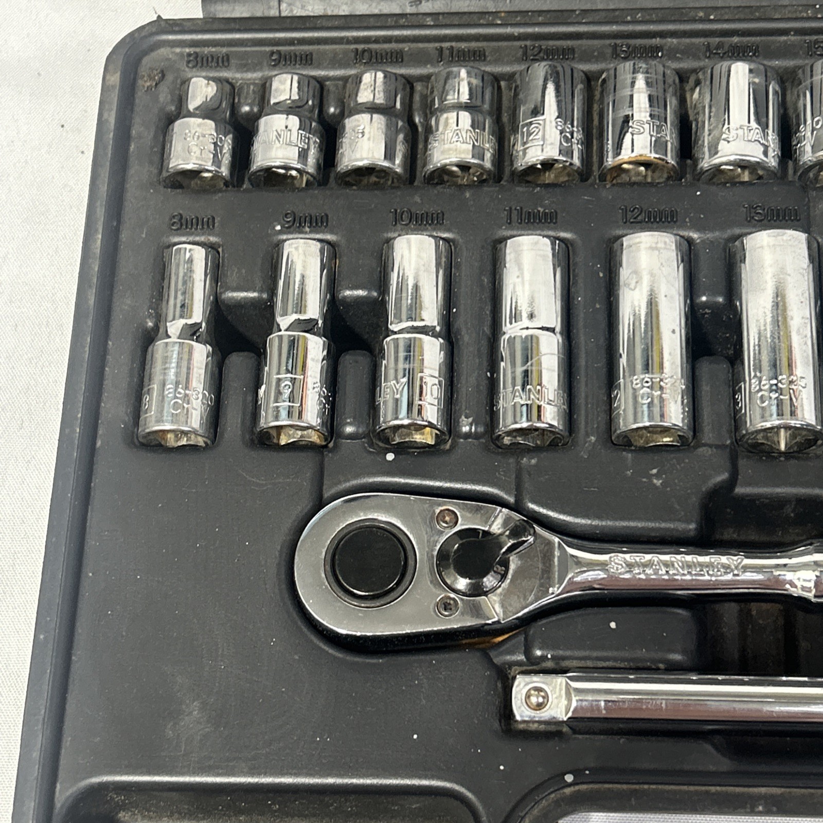 Stanley Chrome 24 Pc Deepwell METRIC 6 Point socket Set 8mm-19mm STD. & Deep