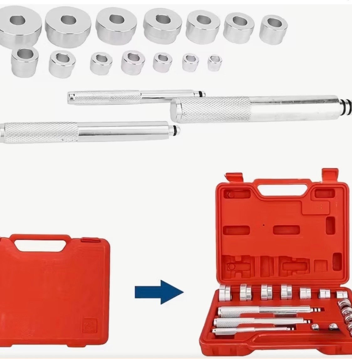 Bearing Press Kit Bushing Bearing Seal Driver & Removal Tool Set 17 Pcs and Case