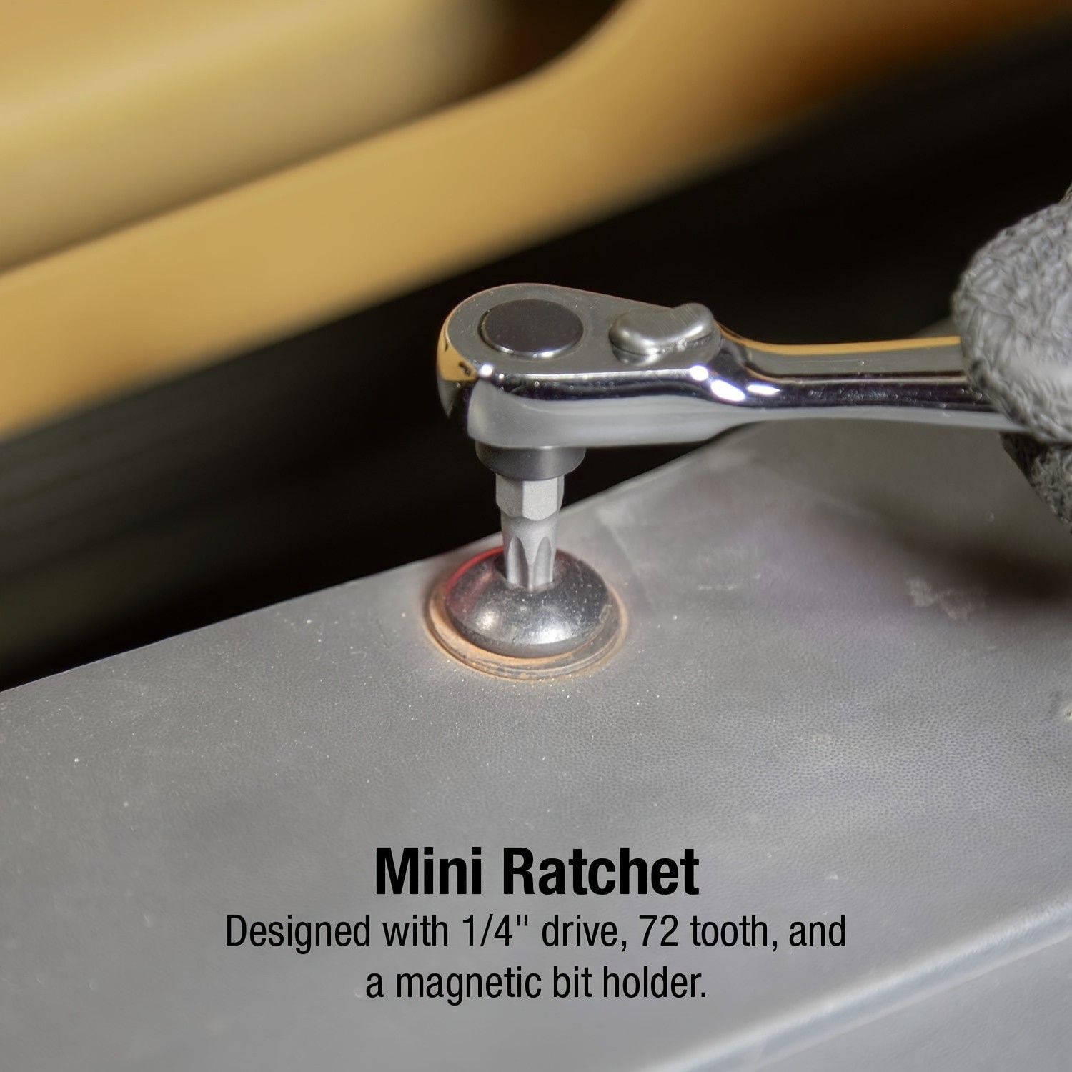 72-Tooth Dual Head Mini Ratchet – 2-in-1 Quick Release Right Angle Wrench 1/4″ D