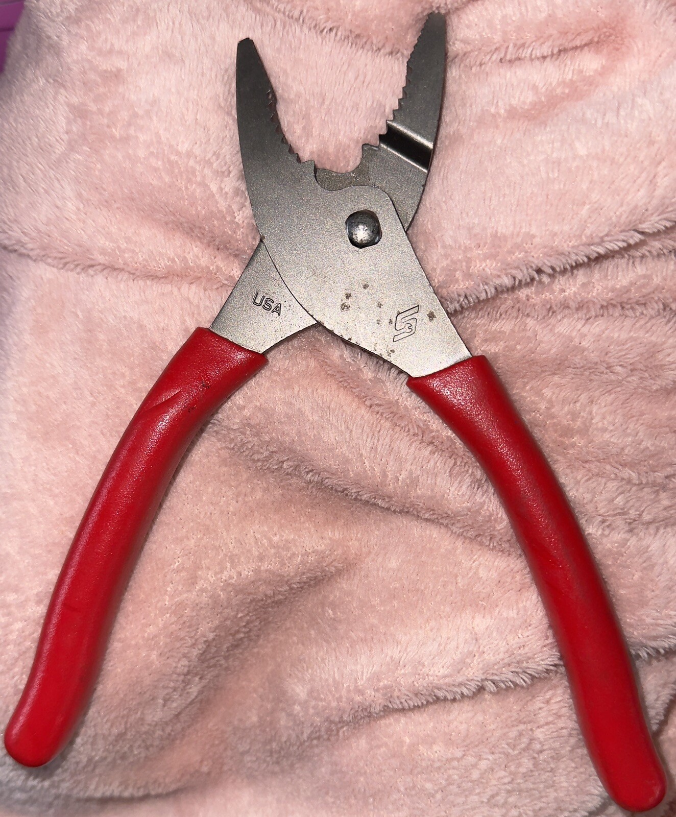 NOB Snap On Tools HJ47ACFO ORANGE Soft Grip 8″ Flank Jaw Slip Joint Pliers USA