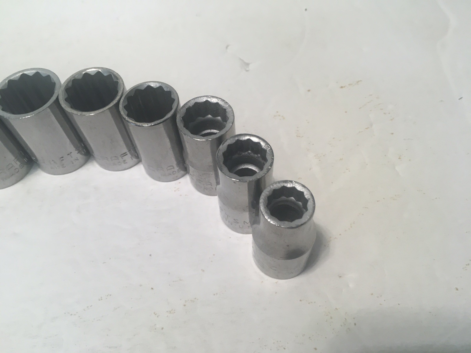 Craftsman 12 Pc Socket Set 12 Pt 1/2″ Drive G 7/16-1-1/8 475XX USA Made