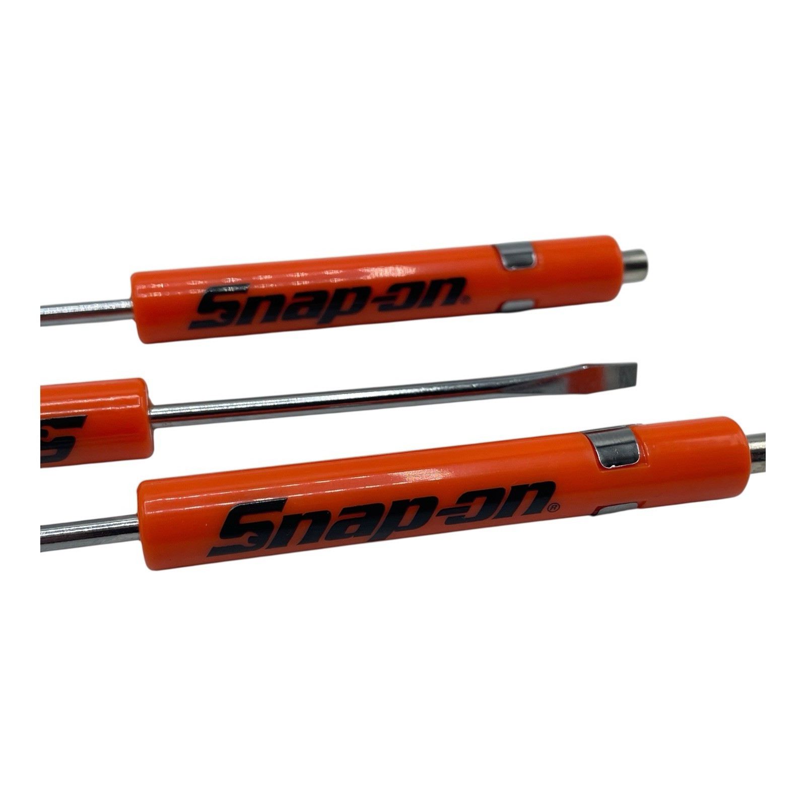3 Pack Snap On Orange Pocket Screwdriver Flat Tip Blade and Magnetic End