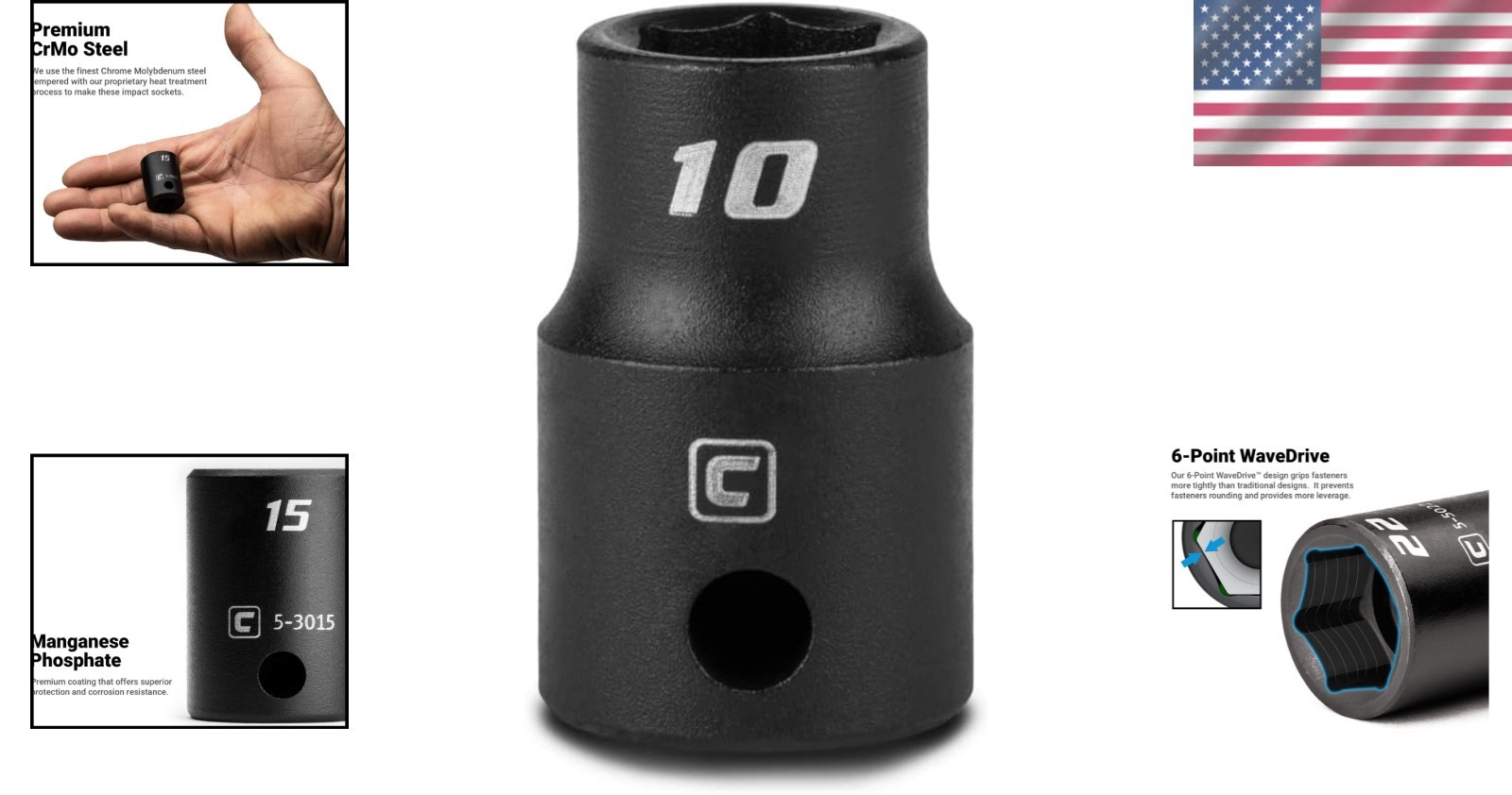10 mm Shallow Impact Socket – 3/8-Inch Drive, Corrosion-Resistant Precision Tool