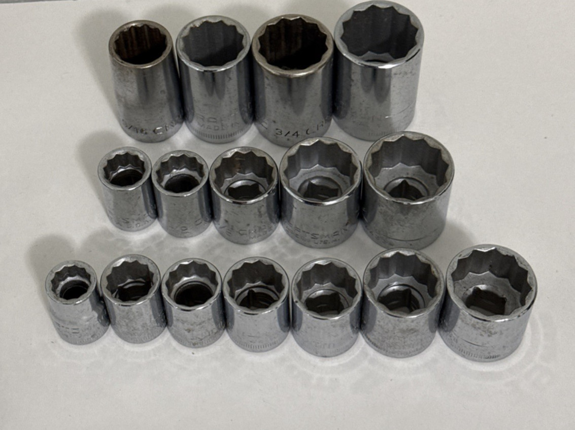 Craftsman G & V Series Socket Lot of 56 Pieces 12, 8 & 6 Point Standard & MM