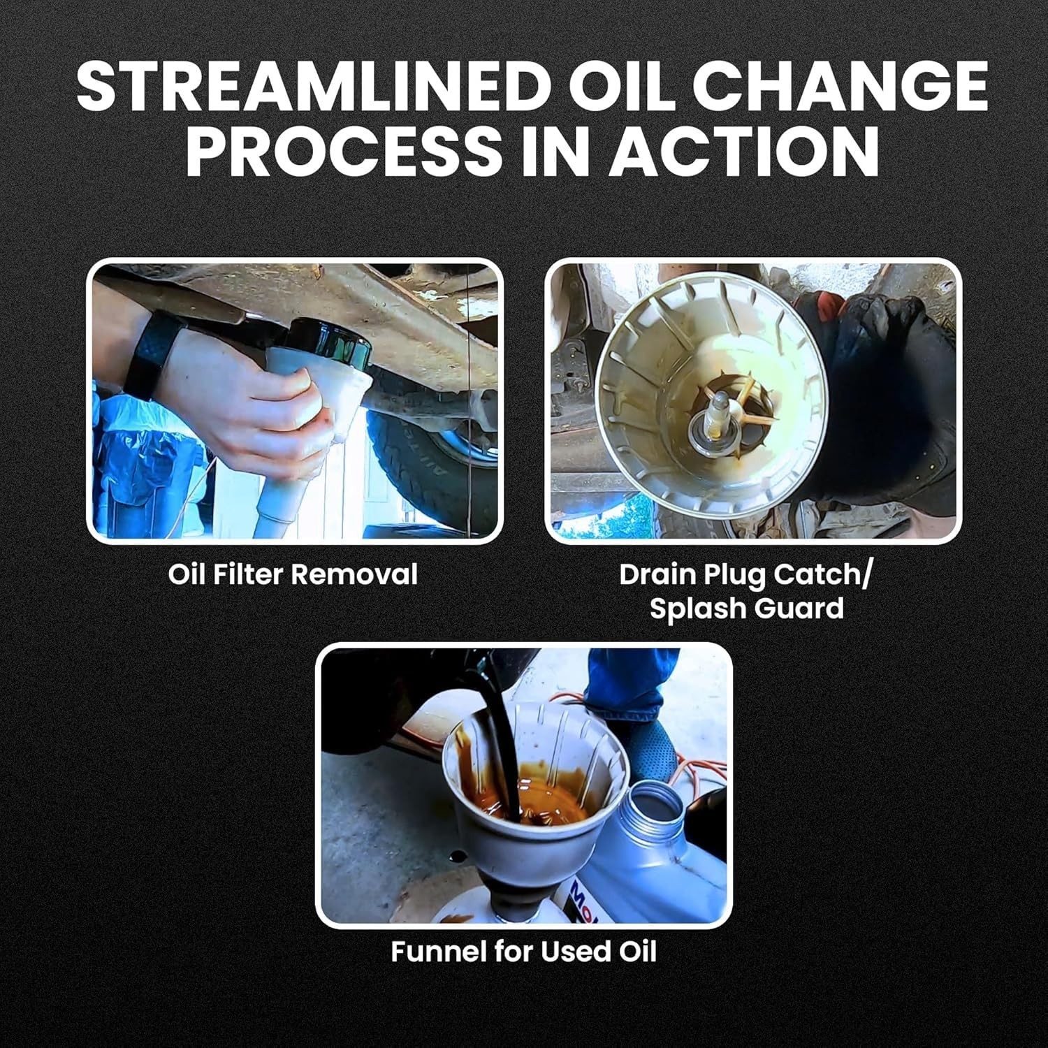 Oil Change Funnel & Magnet Tool Fits Up To 2.75 Inch Oil Filters