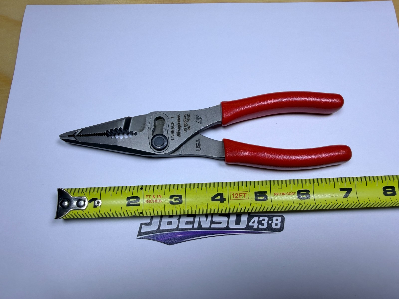Snap-On Tools USA NEW RED 7″ Soft Grip Long Nose Slip Joint Pliers LN46ACF