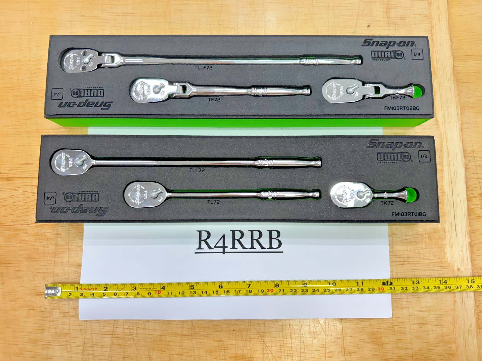 Snap-on Tools USA NEW 6pc 1/4″ Drive Fixed Flex Head Ratchet RARE GREEN FOAM Set