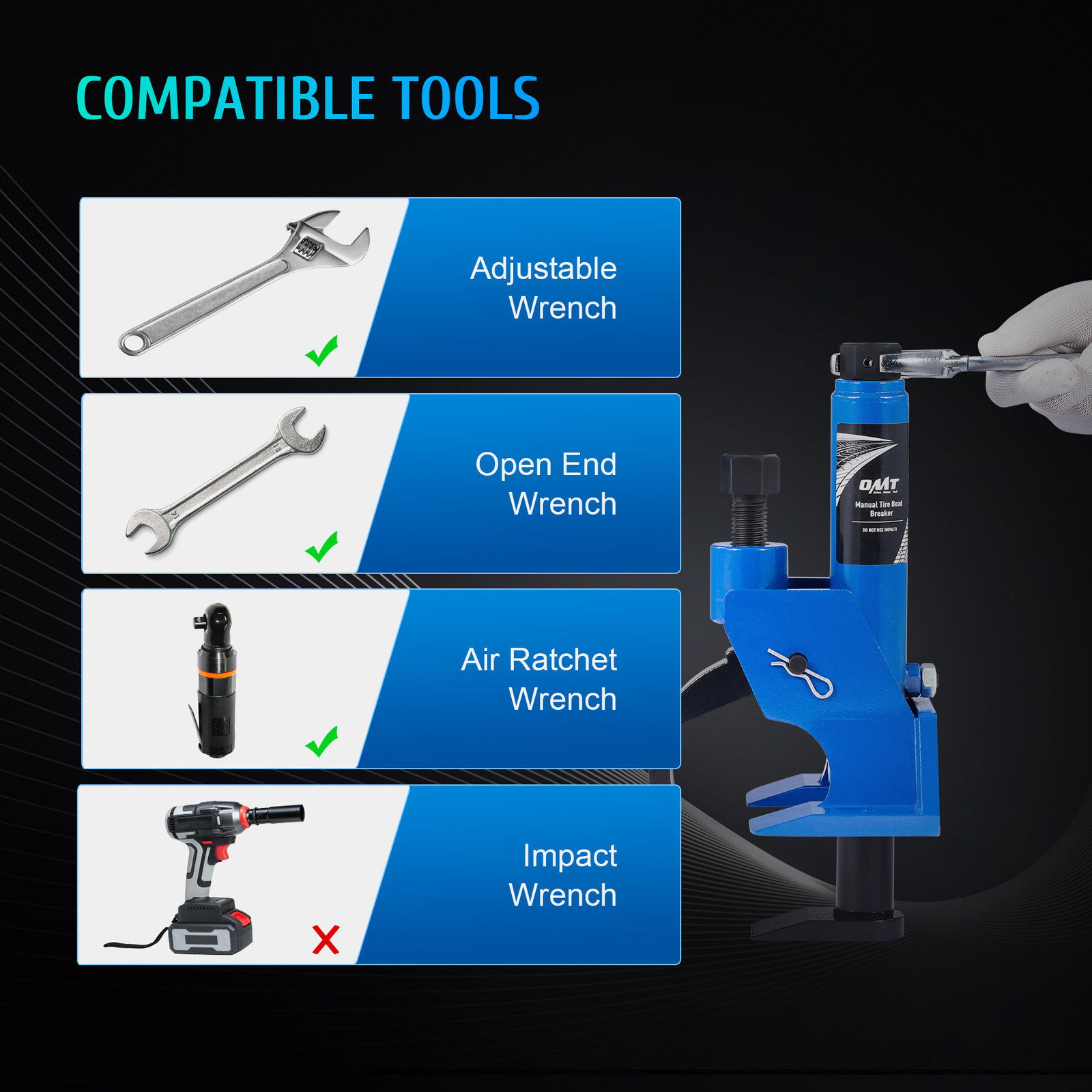 OMT Tire Bead Breaker Manual Tire Changer Tool for ATV Golf Cart Tractor & More