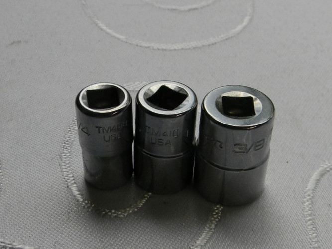 SNAP-ON 1/4″ DR 3PC SAE 8PT DOUBLE SQUARE SOCKETS 1/4″, 5/16″, 3/8″ #TM408-TM412