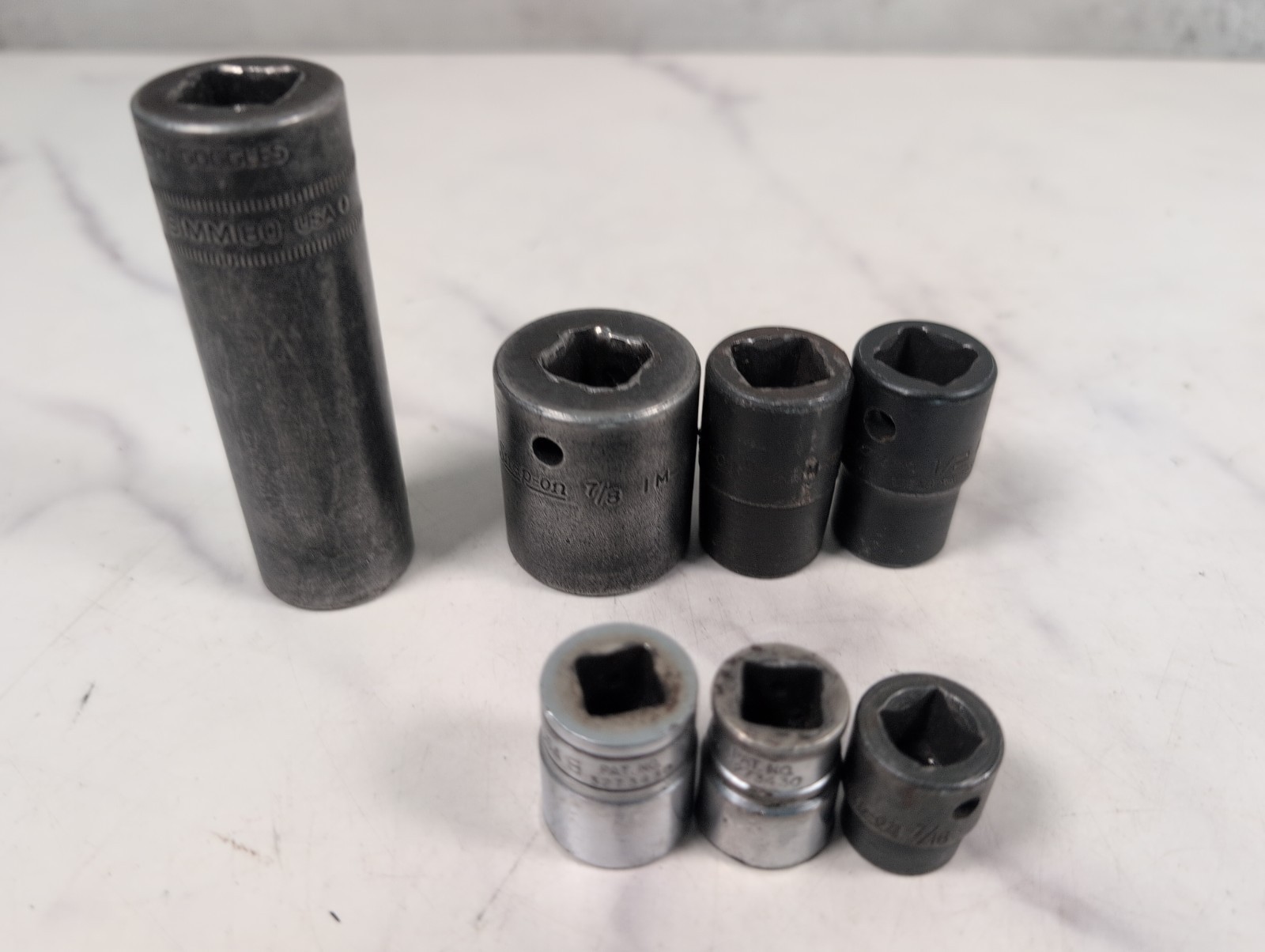 Snap-On Tools 3/8″ & 1/2″ Drive 6pt SAE & Metric Socket Lot of 7 USA