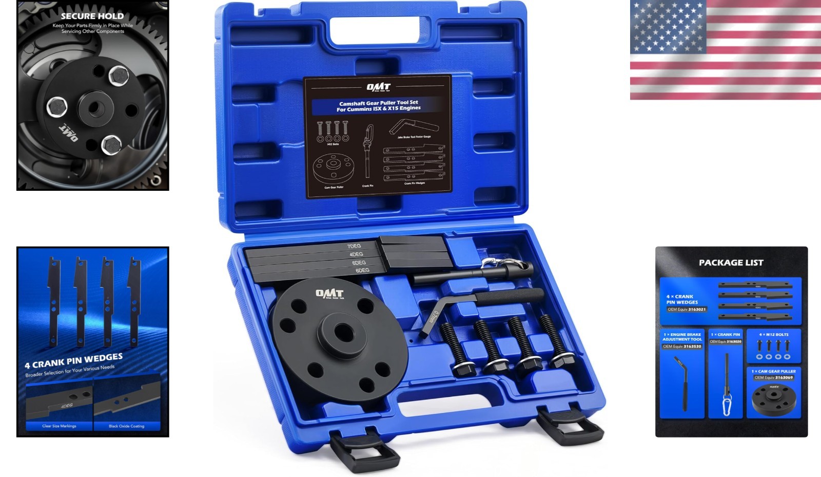 Camshaft Gear Puller Tool Set 11pc for 2007-2017 Cummins ISX QSX X15 Engines