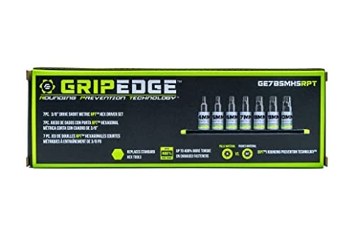 7-Piece 3/8″ Drive Short SAE Hex Bit Socket Set, S2 Steel, Aluminum Rail, Sizes
