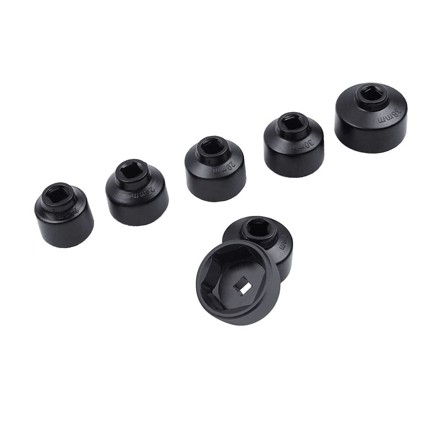 Oil Filter Socket Set Includes 24mm,27mm,29mm,30mm,32mm,36mm,38mm. 7-Piece Oi…