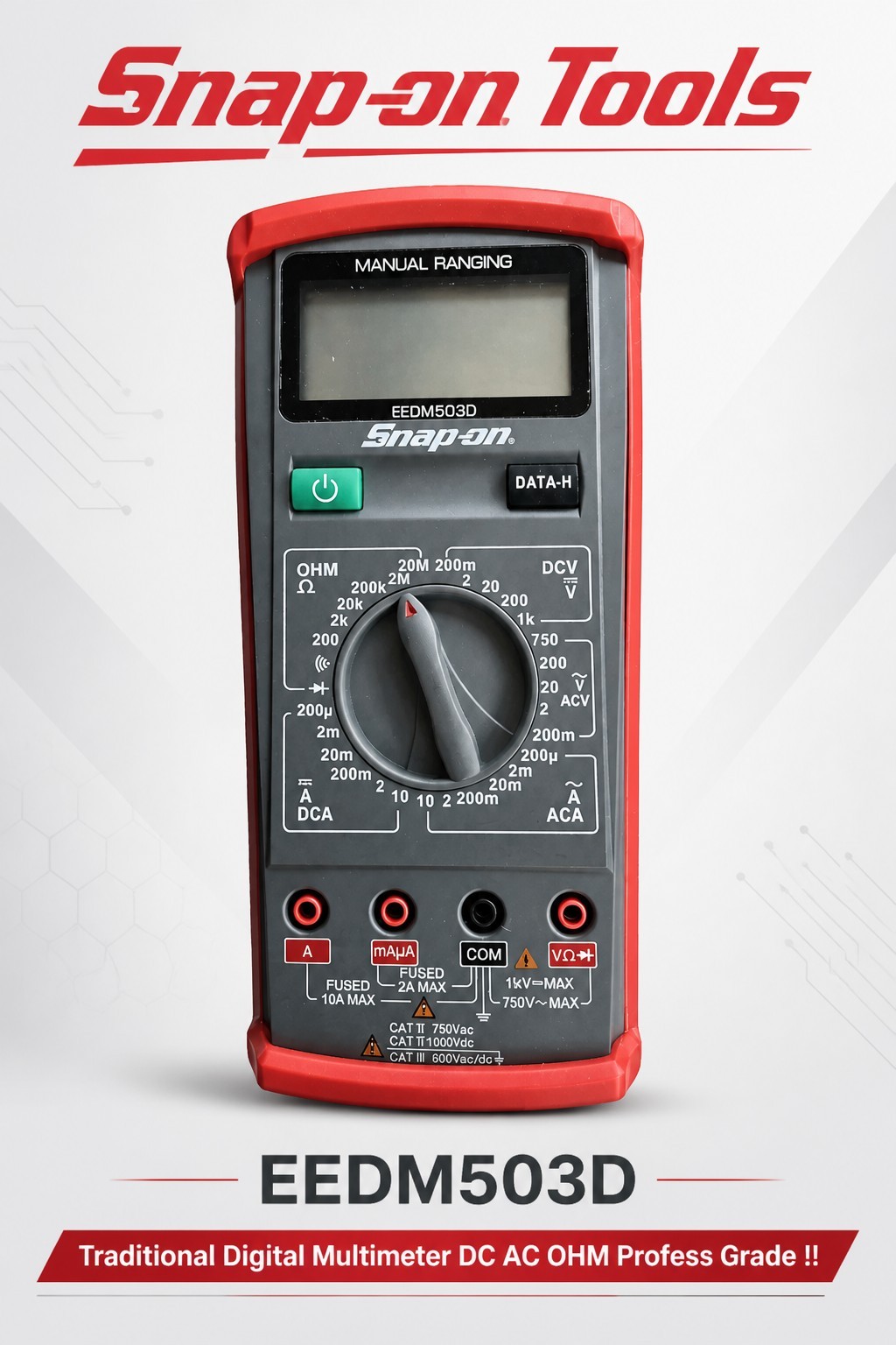 Snap On Tools Traditional Digital Multimeter EEDM503D,DC AC OHM Profess Grade !!