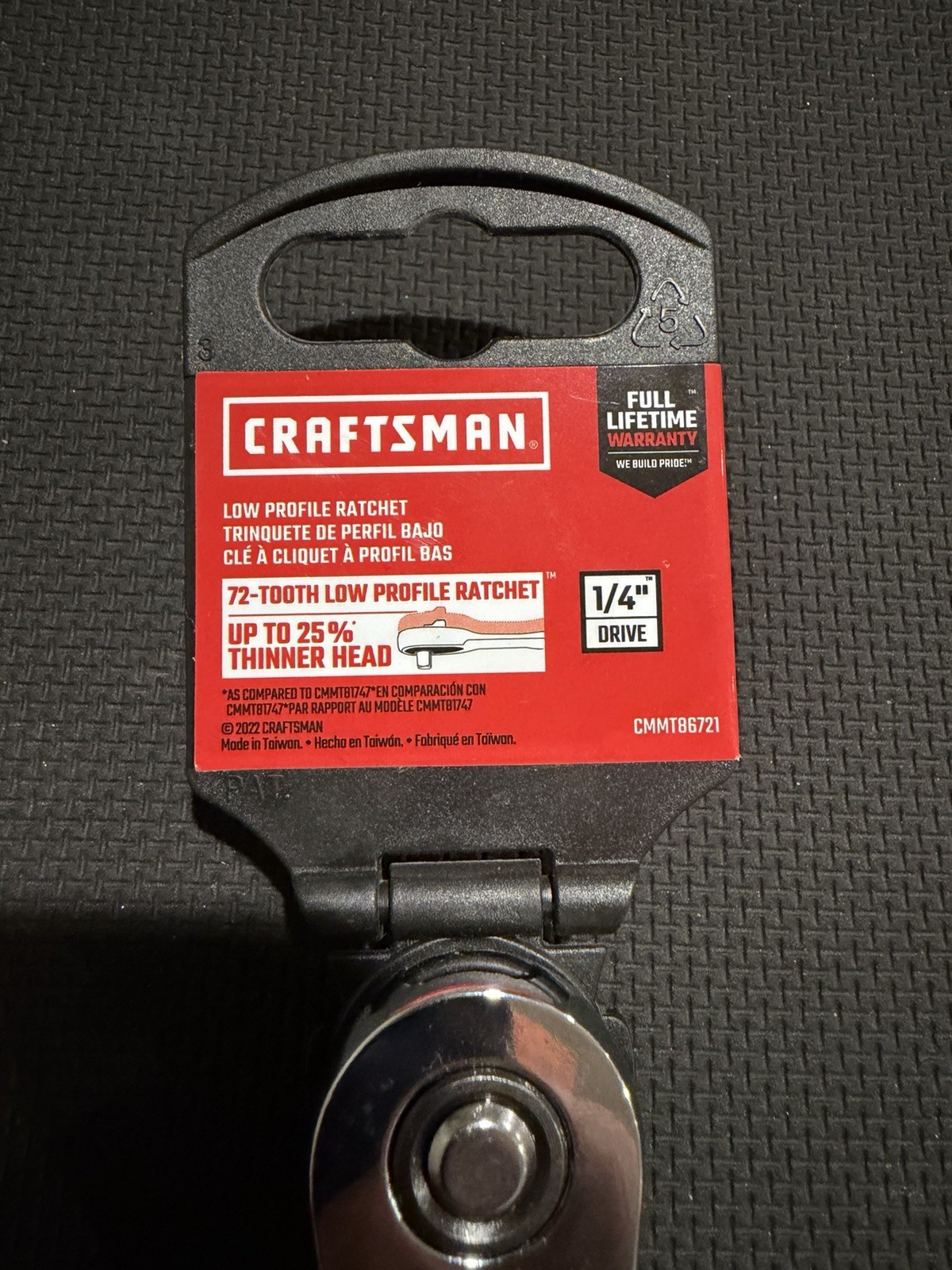 CRAFTSMAN72-Tooth 1/4-in Drive Full polish Handle Ratchet