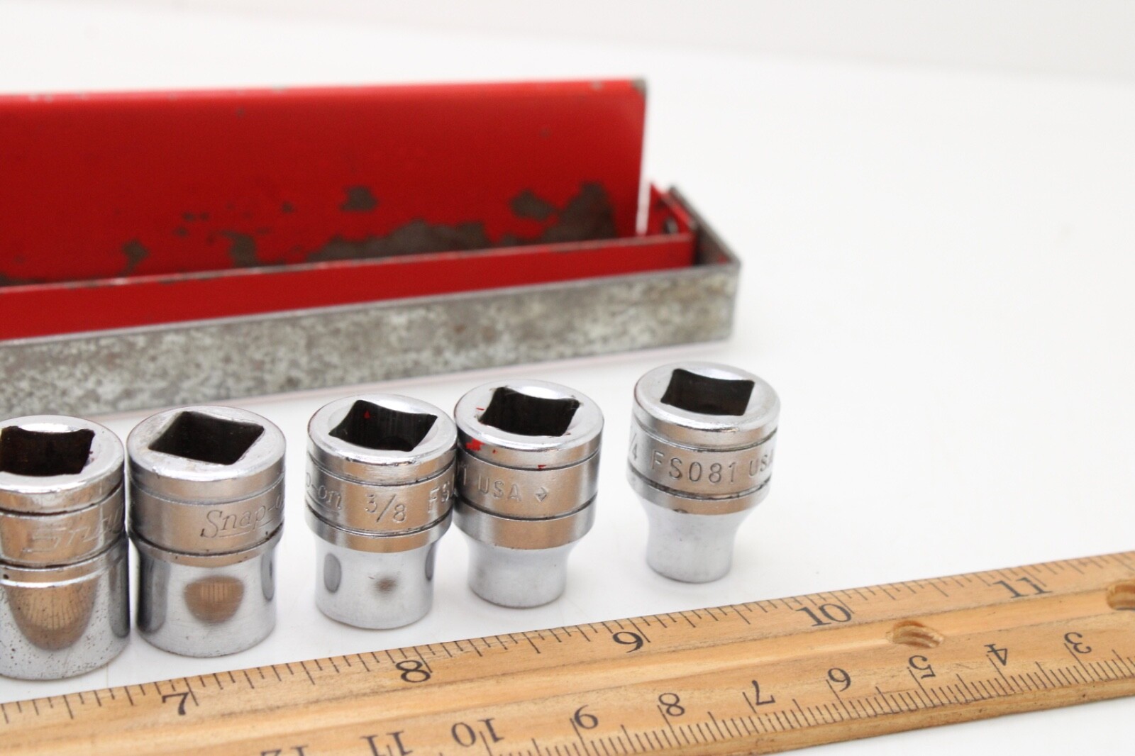 Snap On FS081-FS281 1/4″-78″ 3/8″ Drive 6 Point 11 Piece Shallow Sockets Set USA