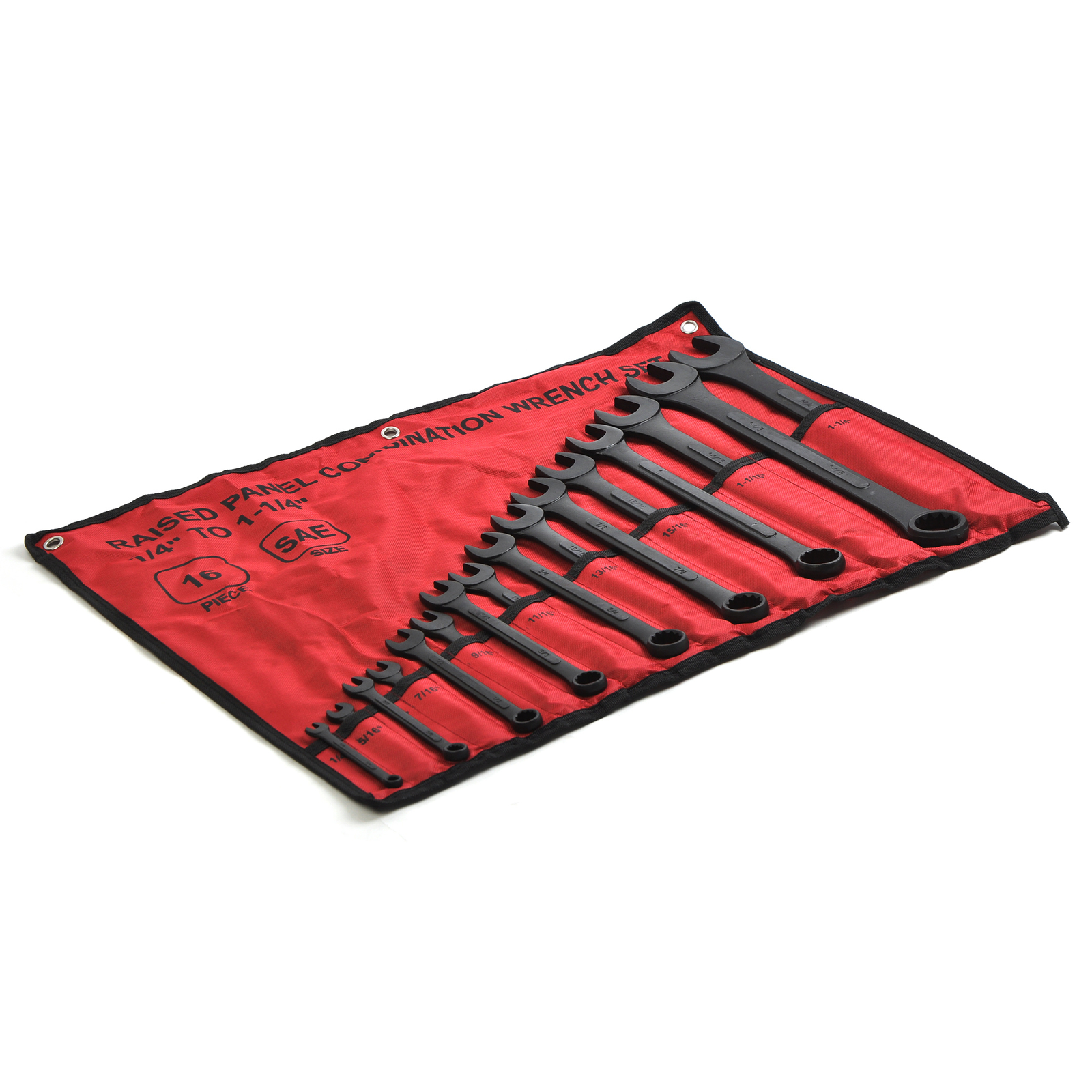 16pcs Combination Wrench Set SAE 1/4″ to 1-1/4″ with Roll Up Pouch Raised Panel