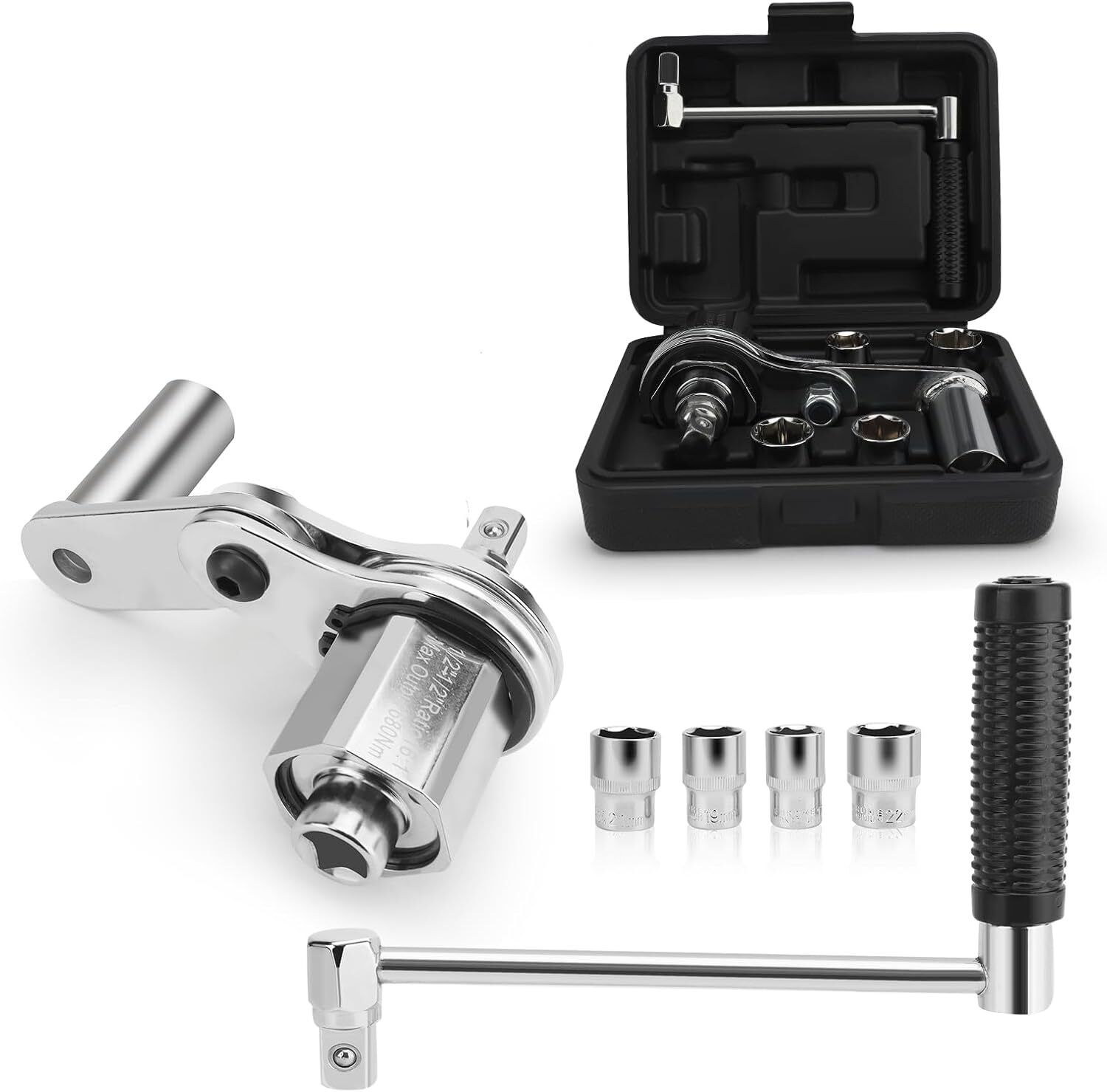 1/2″ Torsional Torque Multiplier Wrench Lug Nut Remover 17/19/21/22mm Tire Tool
