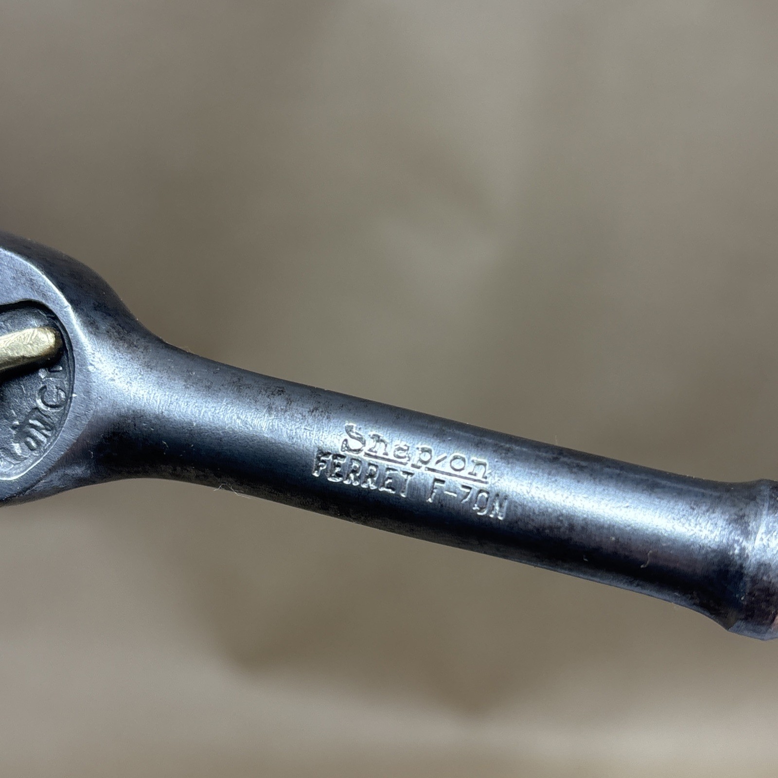 Snap-on Tools 3/8 Drive Ratchet “Ferret” F-70N GOVERNMENT Oil Port Brass Sel Vtg