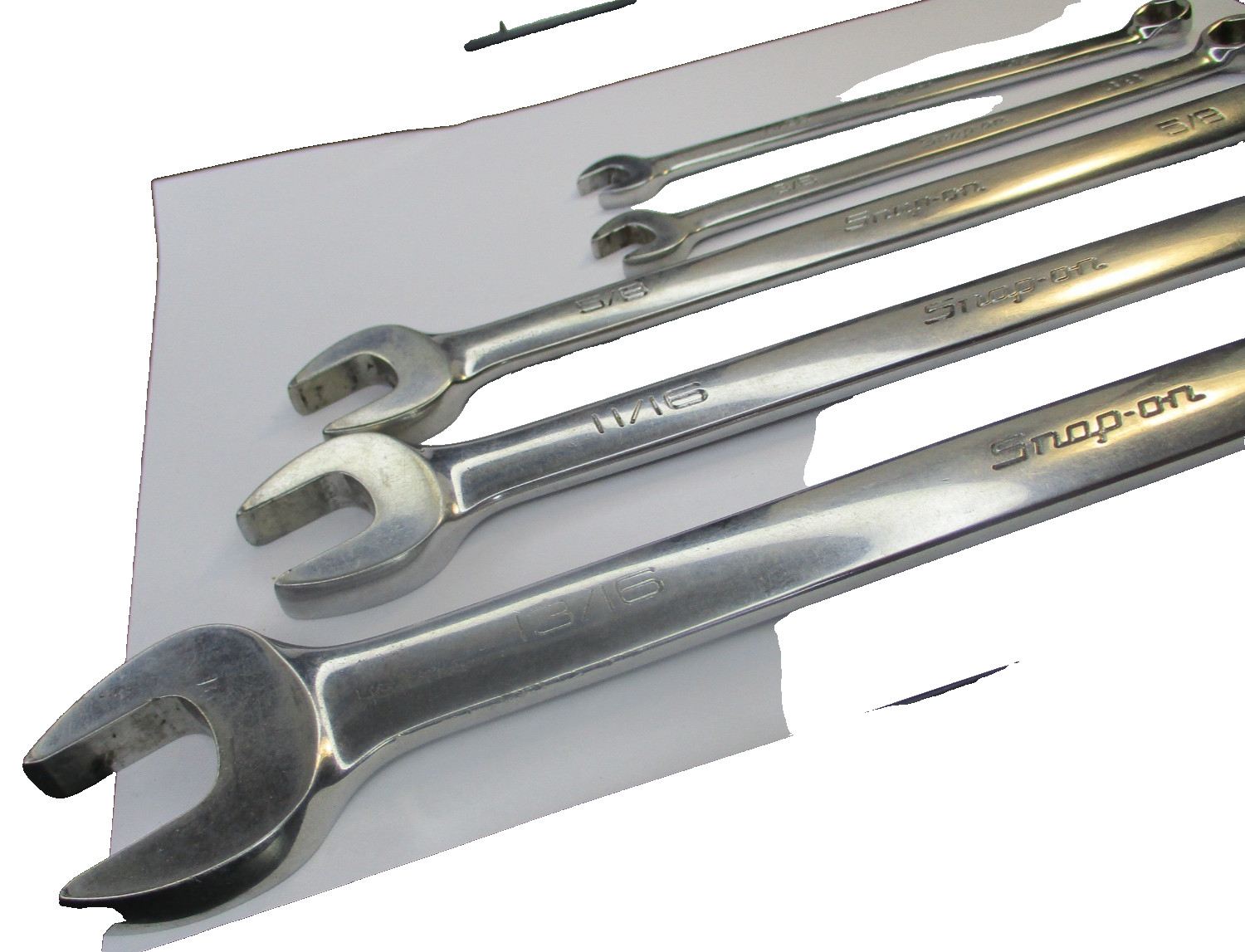 Snap on 5pc 6 Point SAE 11/32 3/8 5/8 11/16 13/16 Combination Wrench Set MARKS